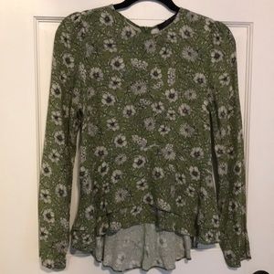 Zara Green Floral Blouse